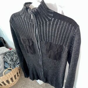 Calvin Klein Black Zip Up Sweater (Vintage) (M)​​